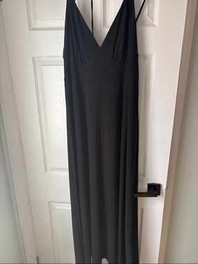 Express Black V-Neck Maxi Slip Dress with Adjustable Straps